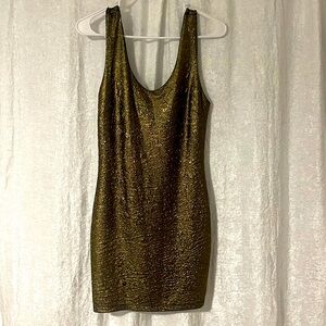 Bronze gold zip up dress, size Small